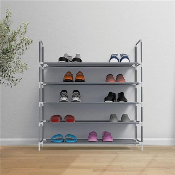 Halter 5 Tier Stackable Shoe Rack Organizer, Durable, Space Saving Shoe Storage
